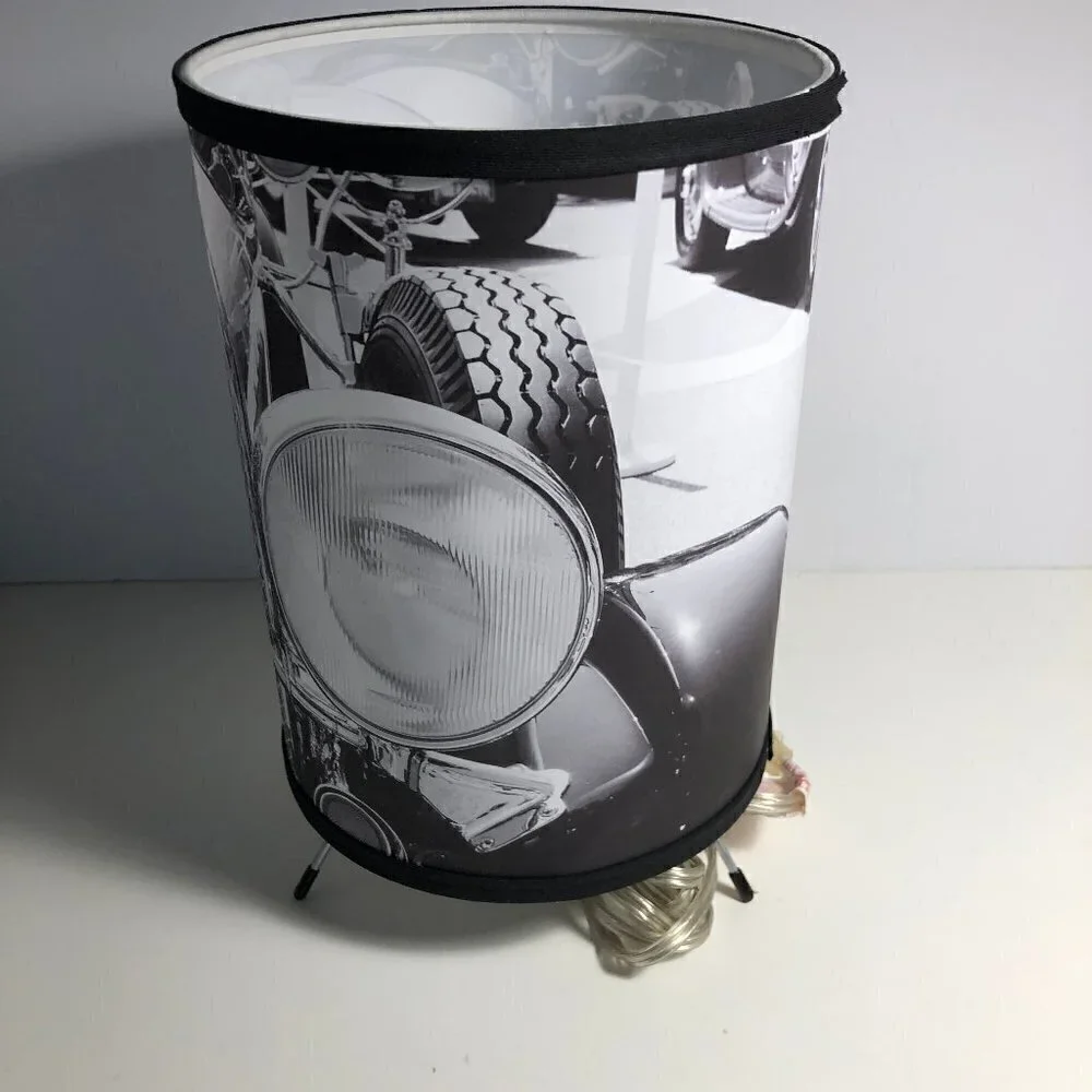 Lamp-In-A-Box Vintage Car Pattern Black & White Silver Lamp, 12